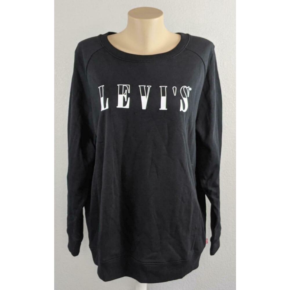 Levi's Sweatshirt Logo Black 1X Crewneck Staple Relaxed Lightweight Comfy Casual
